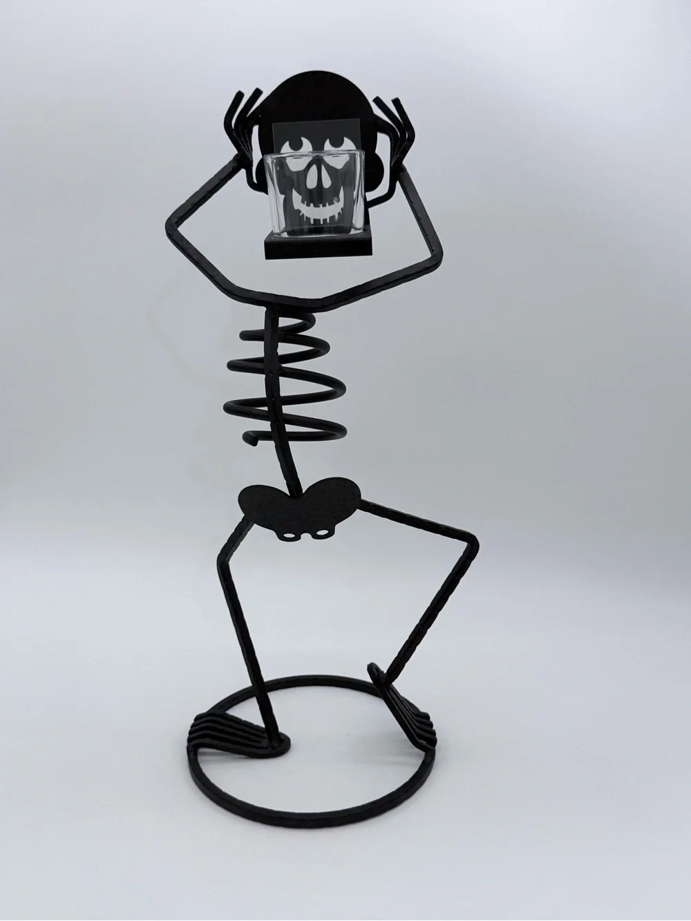Vtg. PARTYLIGHT Halloween Mr. Bones Metal Skeleton Votive Candle Holder 15”